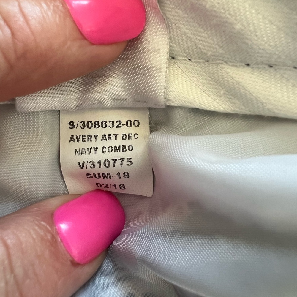 π πNWOT BANANA REPUBLIC βAveryβ Art Deco Bi-Stretch Ankle Pant Navy Combo | 8 - Picture 14 of 14